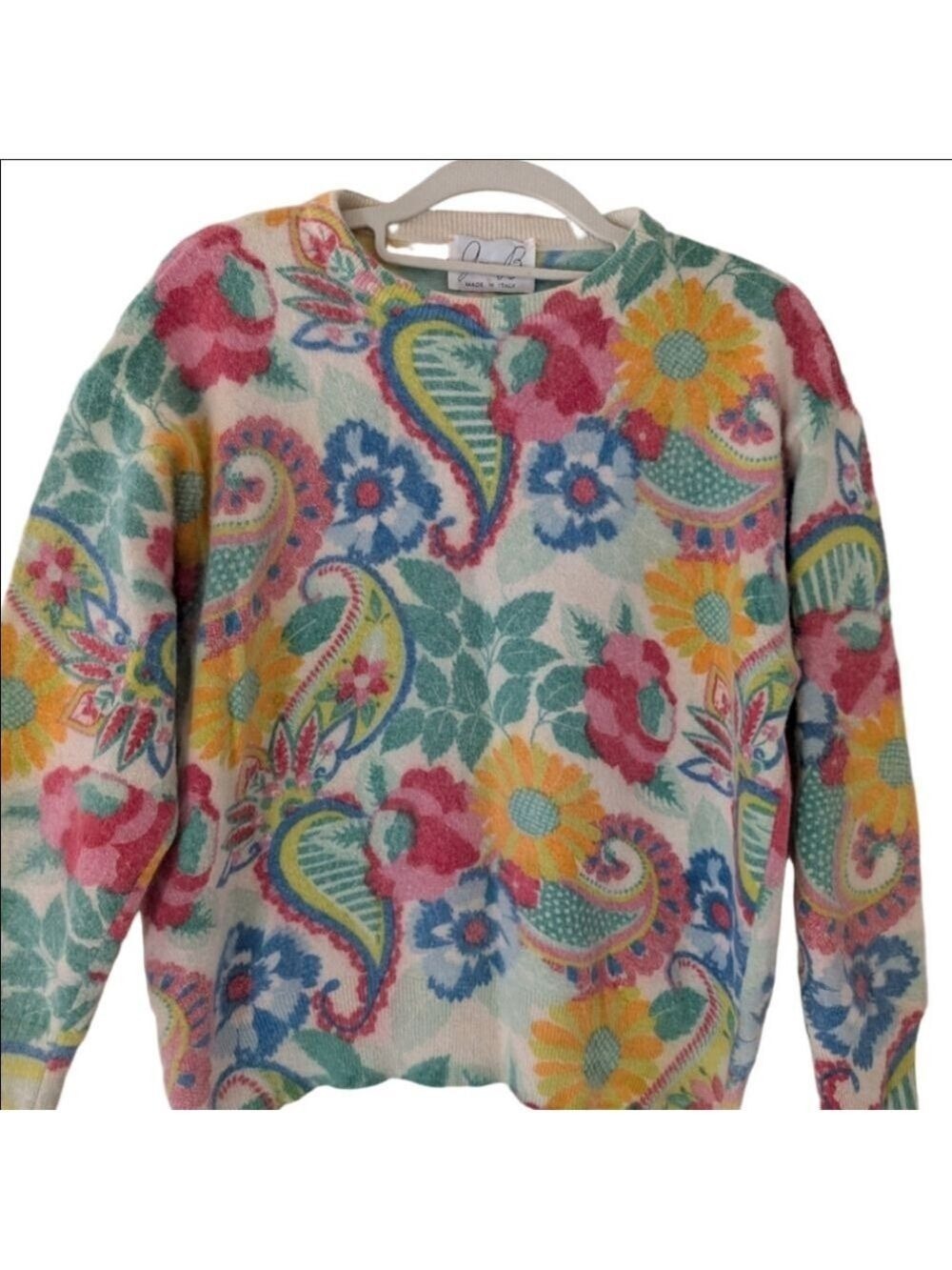 JB Vintage Paisley Angora Blend Sweater Italy S/M